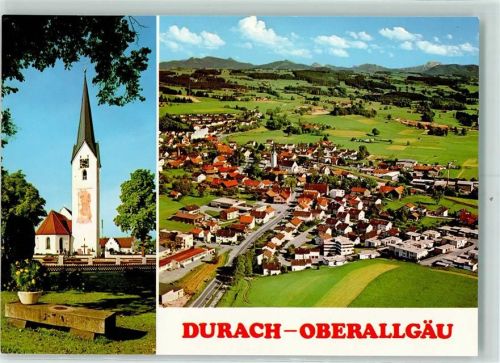 Durach Fliegeraufnahme Kirche Rückseite mit Abschürfungen bzw Kleberesten