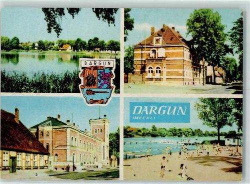 Dargun Rückseite mit Abschürfungen bzw Kleberesten Klostersee Rathaus Schwimmbad