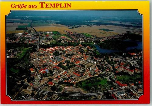 17268 O2090 Templin - Fliegeraufnahme Rückseite mit Abschürfungen bzw Kleberesten