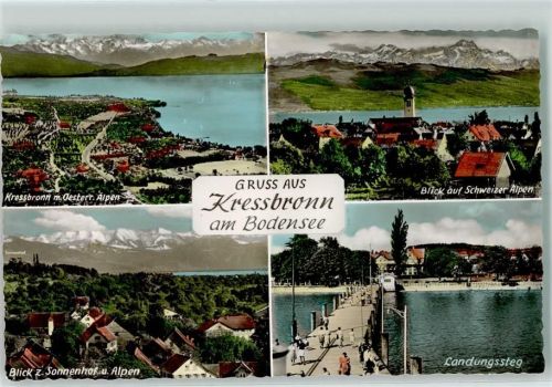 Kressbronn Österr.Alpen Blick auf Schweizer Alpen Blick zum Sonnenhof und Alpen Lndungssteg