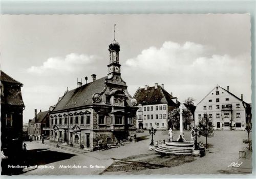 Friedberg Marktplatz mit Rathaus Rückseite mit Abschürfungen bzw Kleberesten
