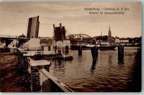 Sonderburg 1931 Christian d. X Bro Aabnet til Gennemsejling , Zugbrücke AK
