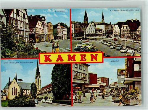 Kamen Alter Markt Schiefer Turm Kath. Kirche Zur heiligen Familie Neumarkt Apotheke Fußgängerzone