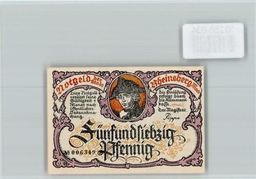 Rheinsberg Notgeld 75 Pfennig