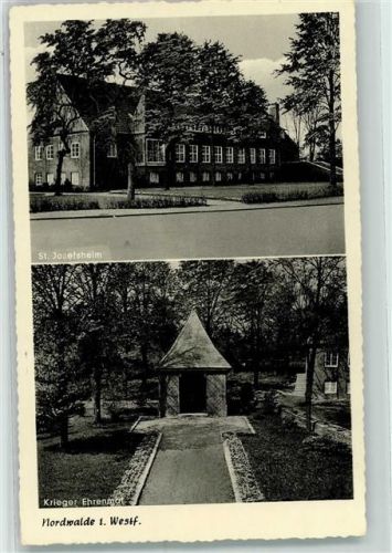 Nordwalde Rückseite mit Abschürfungen und Kleberesten St. Josefsheim Krieger Ehrenmal