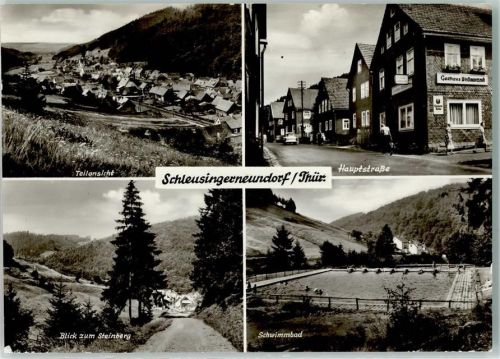 Schleusingerneundorf Rückseite mit Abschürfungen bzw Kleberesten Schwimmbad Haupt Straße