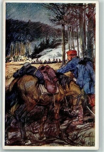 Nr. 268 Gefechte WK I Husarenregiment Nr. 1 Kriegsfürsorgeamt Künstlerkarte