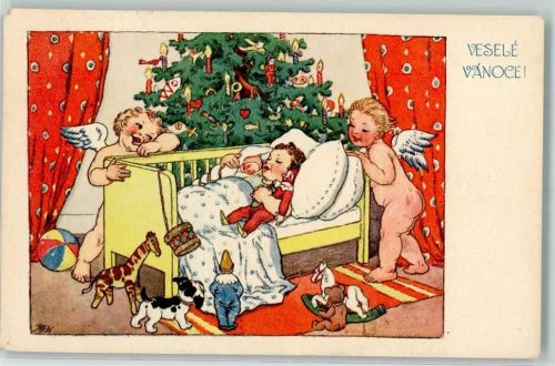 Weihnachten Engel Spielzeug Puppen Teddybär geschmückter Tannenbaum