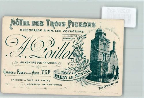 Paray-le-Monial 1899 Hotel des Trois Pigeons - Werbung