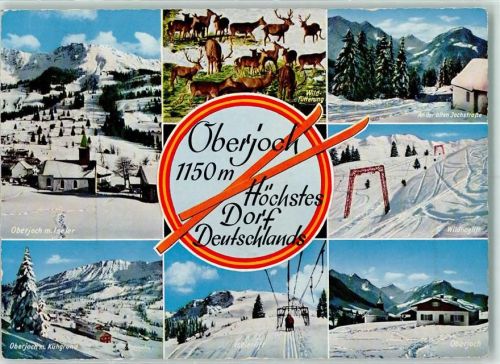 Oberjoch Iseler An der alten Jochstraße Wildfütterung Wildhornlift Kühgrund Iselerlift Winter Rückseite mit Abschürfungen bzw Kleberesten