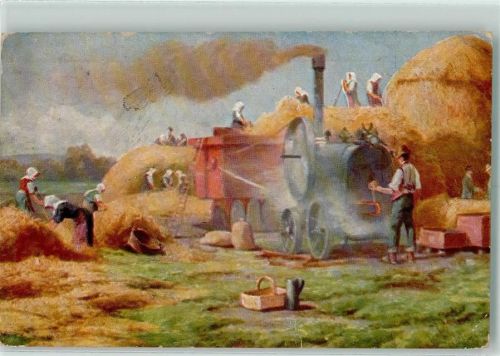 Dreschmaschine Landwirtschaft AK Landwirtschaft Maschine 1914 Künstlerkarte