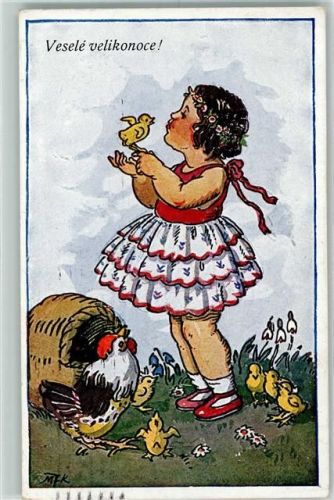 1947 Vesele velikonoce Ostern Küken Kind AK