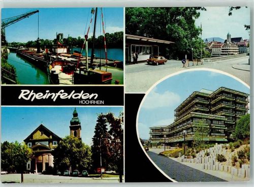 Rheinfelden Hafen Frachtschiff Zollstadion Kirche