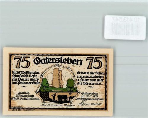 Gatersleben Notgeld Gaterslebener Warte