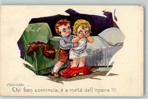 Künstlerkarte Kinderpoesie AK Bonelli, S. Gebrauchsspuren