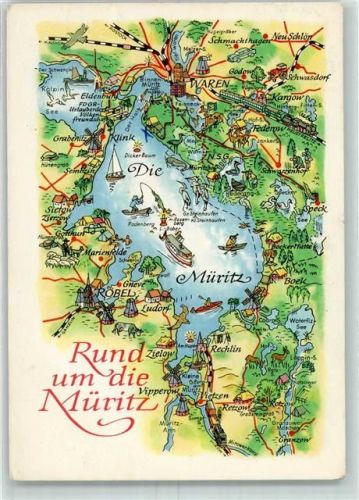 Röbel Landkarte Rund um die Müritz Zeichnung A. Hoppe Leipzig