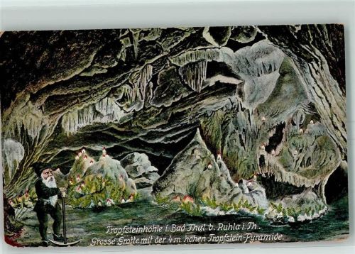 99842 O5907 Thal b Eisenach, Thür 1909 Gebrauchsspuren Tropfsteinhöhle bei Ruhla i. th. Große Grotte mit der 4 m hohen Tropfsteinpyramiede