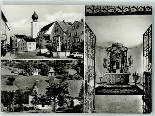 Ruhmannsfelden Wallfahrtskirche Osterbrünnl Altaransicht Marktplatz Marktbrunnen Tankstelle SHELL