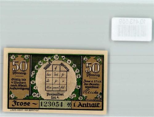 Frose Notgeld Preisrätsel