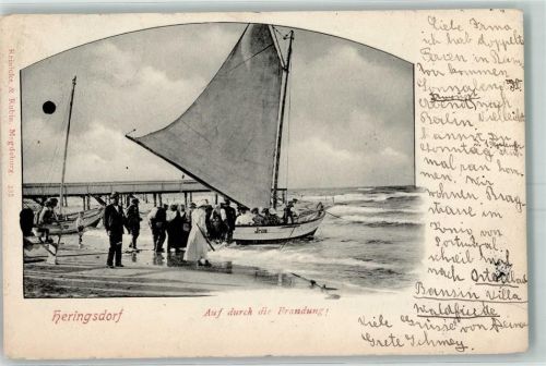 Seebad Heringsdorf 1907 Strand Segelboote