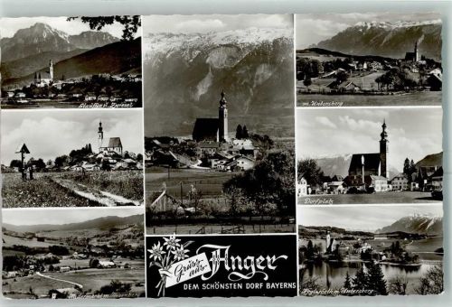 83454 W8233 Anger b Bad Reichenhall - Dorfplatz Untersberg Staufen Zwiesel
