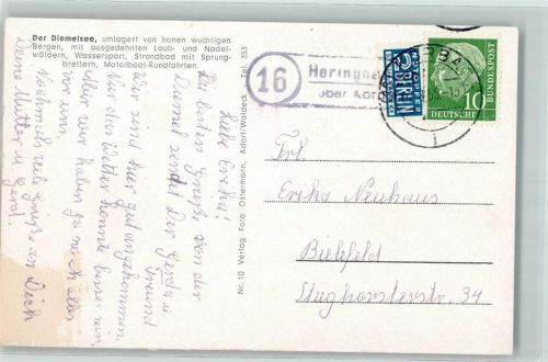 34519 W3543 Heringhausen , Waldeck - Landpoststempel über Korbach