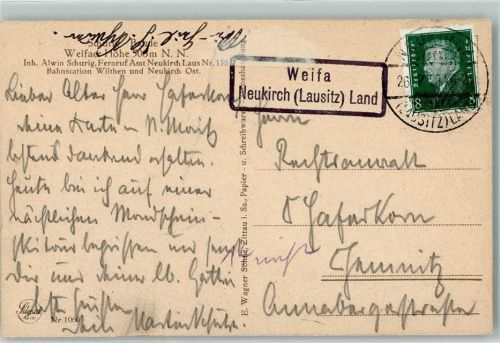 Weifa Landpoststempel Neukirche Lausitz Land