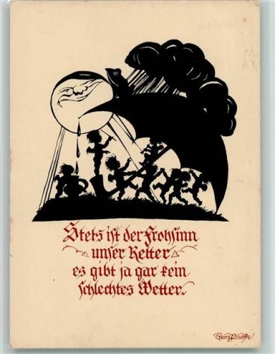 Sonne, Frosch, Pfeife - es gibt kein schlechtes Wetter AK Plischke, G. 1930 Künstlerkarte