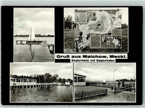 17213 O2063 Malchow , Meckl - Seglerheim Seglerhafen Segelboot