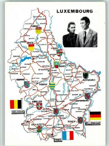 Le Grand-Duche de Luxembourg avec les armes de ses 12 cantons - , sehr gute Erhaltung AK