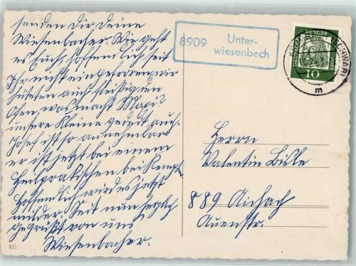 Unterwiesenbach Landpoststempel