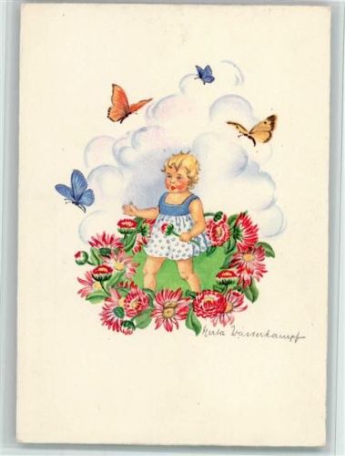 Mädchen u. Gänseblümchen - sign Herta Wasserkampf - Korn Künstlerkarte Nr. 873