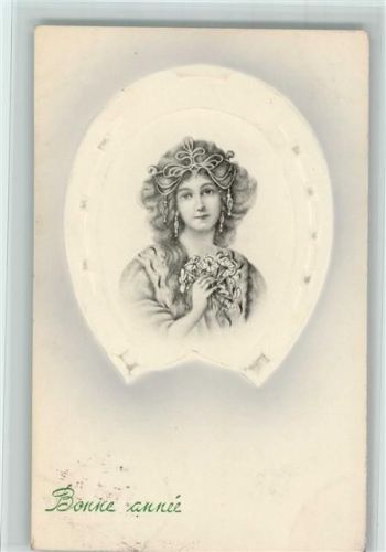 1913 Verlag V.K. Vienne 5069 Jugendstil - Frau mit Haarschmuck AK Neujahr