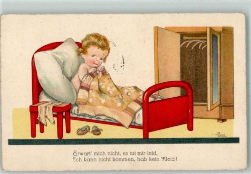 1938 sign. H. Zahl Kind hab kein Kleid Verlag Dondorf G 2 AK