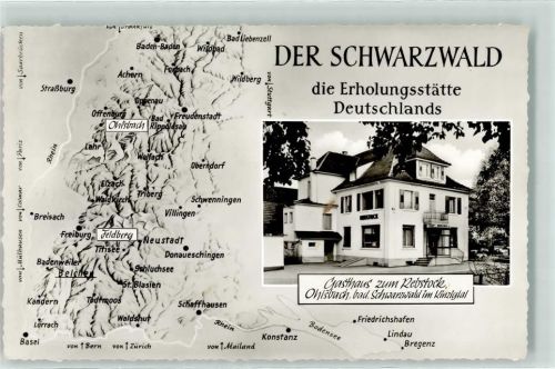 77797 W7601 Ohlsbach - Gasthaus zun Rebstock Landkarte Der Schwarzwald