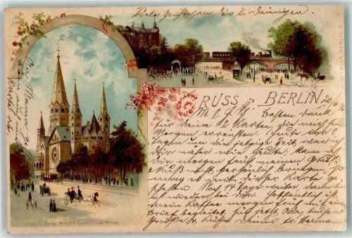Wilmersdorf 1896 Kaiser-Wilhelm-Gedächtniskirche Pferdekutsche Pferdestraßenbahn