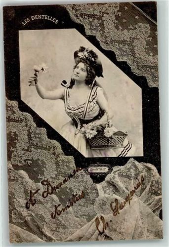 1903 Les Dentelles Chantilly Spitze Mode AK