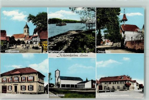 77743 W7607 Ichenheim - Kirchpartie Ortspartie Rathaus Neue Kirche Reiseandenken