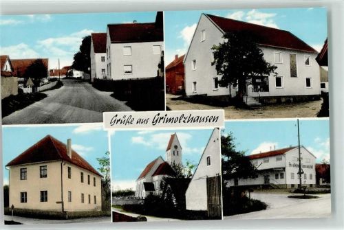 86554 W8897 Grimolzhausen - Dorfstraße Kirche Genossenschaftsgebäude