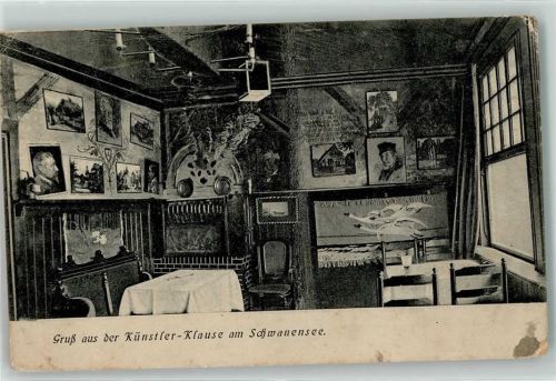 19339 O2903 Schwanensee 1915 Gebrauchsspuren Künstler-Klause Feldpost WK I