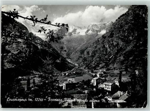 Courmayeur Frazione Villair sfondo catena M Blanc