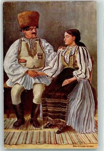 Hermannstadt Junges rumänisches Paar aus Pojana Tracht sign. Hans Hermann