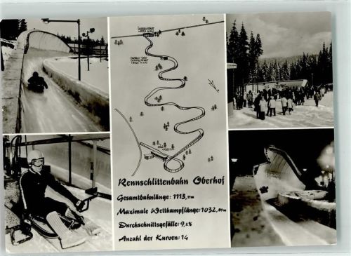 Oberhof 1972 Rennschlittenbahn AK