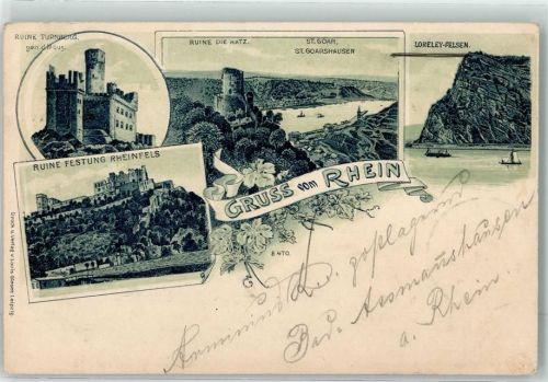 Loreley 1900 Ruine Turnberg Maus und Katz Ruine Festung Rheinfels St.Goar St.Goarshausen