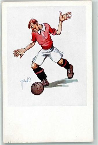 Karikatur sign. F. Schenk Fußball