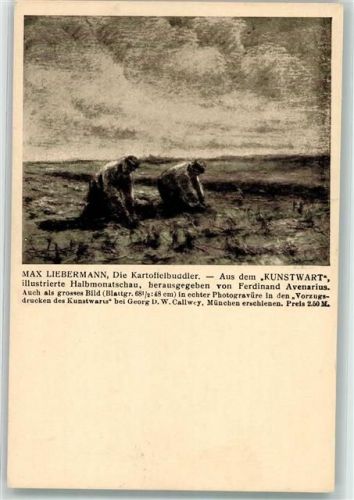 Kartoffelbuddler Landwirtschaft Werbung Kunstwart Illustrierte von Ferdinand Avenarius Verlag Callwey München