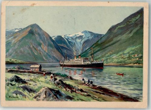 Balestrand sign. Stöwer, Willy Hamburg Amerika Linie Künstlerkarte