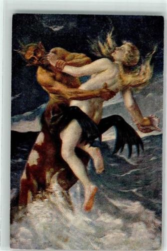Satan und Engel im Kampf Allegorie sign. A. Geiger