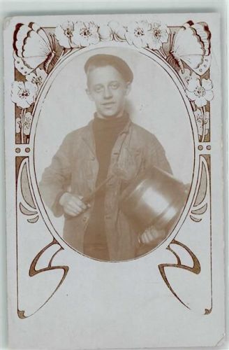 Jugendstil Verzierung Beruf AK Fotomontage Privatfoto AK