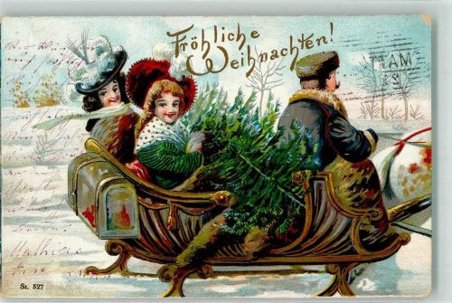 1904 Frauen mit einem Tannenbaum Weihnachten